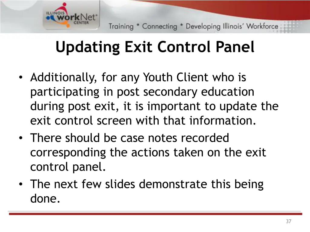 updating exit control panel 4