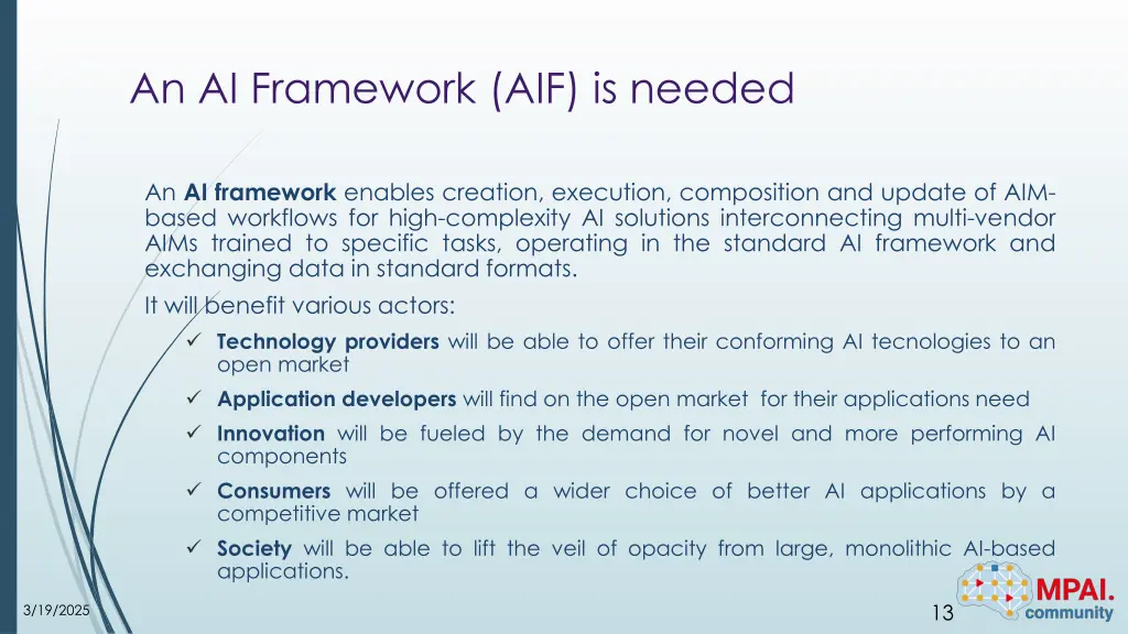 an ai framework aif is needed
