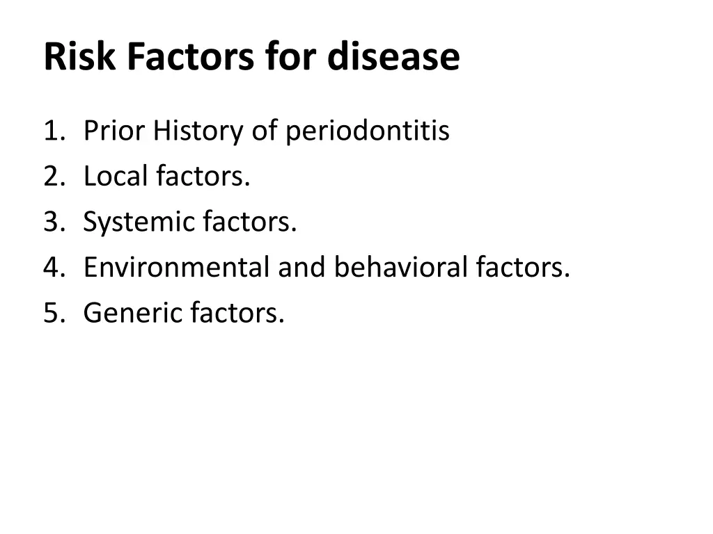 risk factors for disease