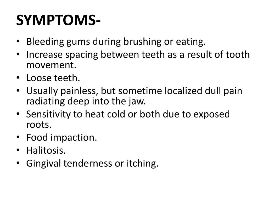 symptoms