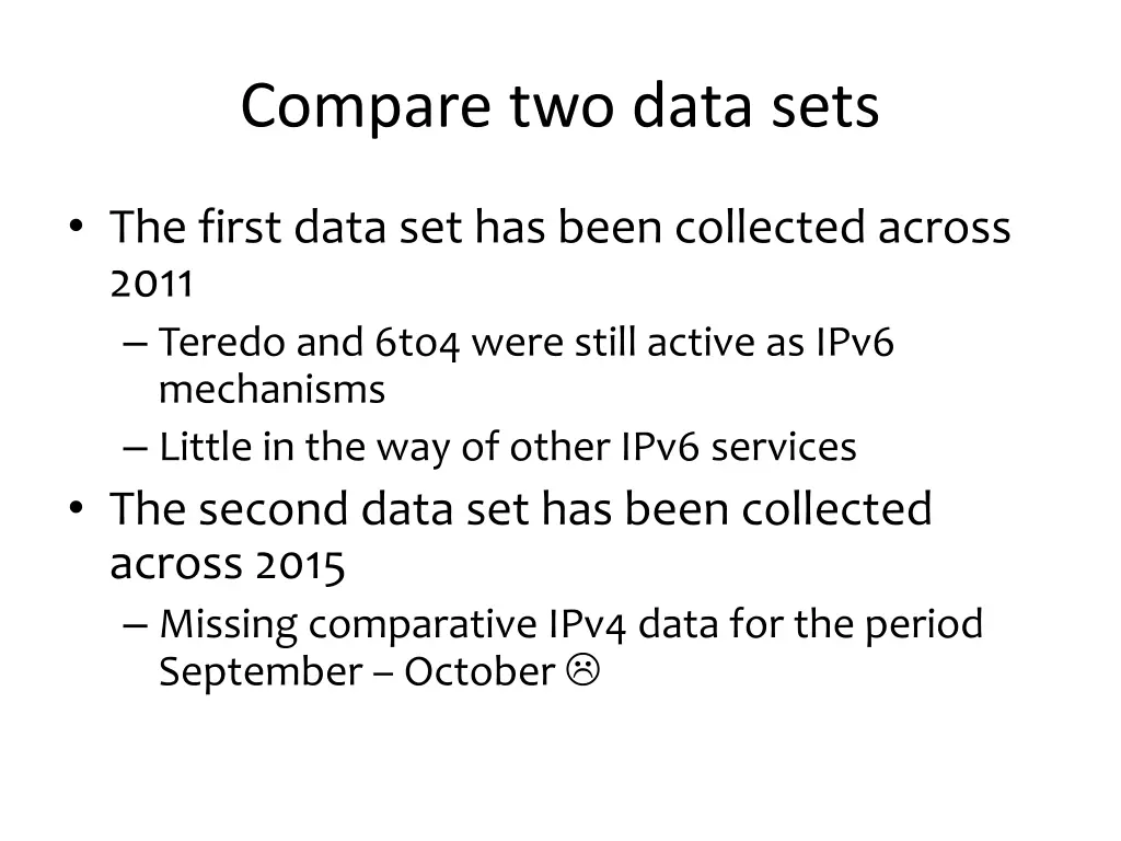 compare two data sets