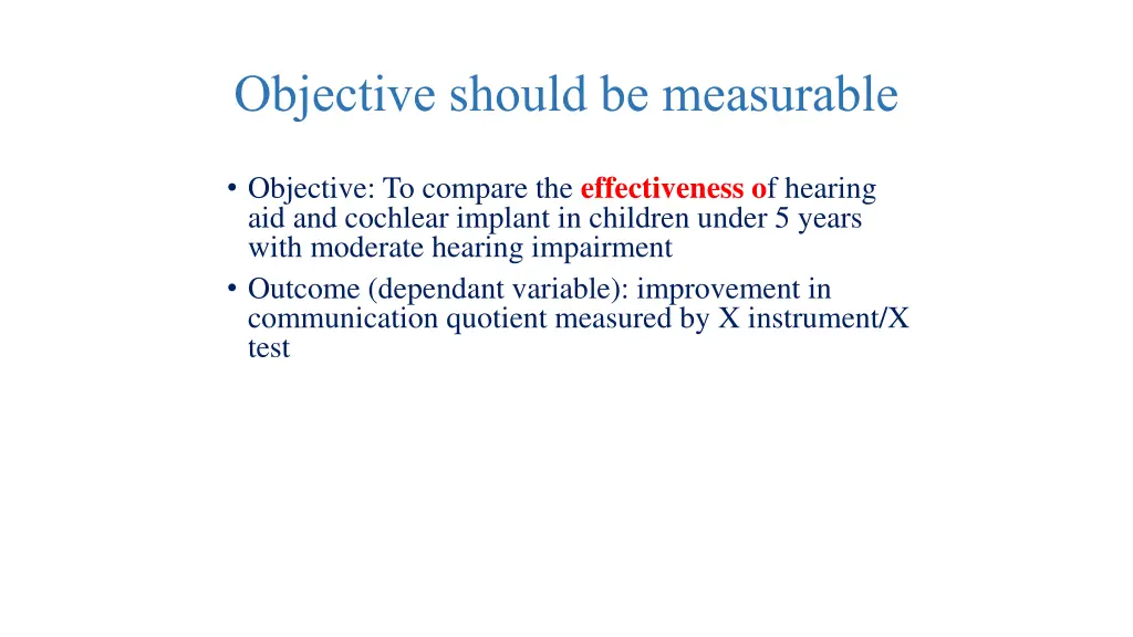 objective should be measurable