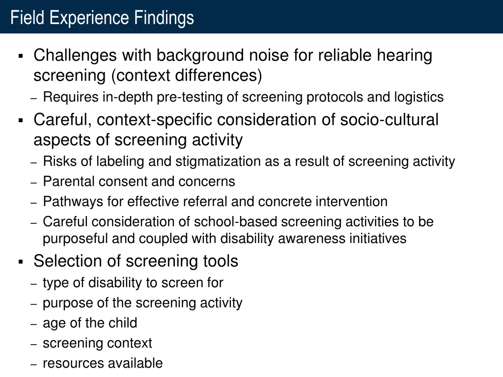 field experience findings 1