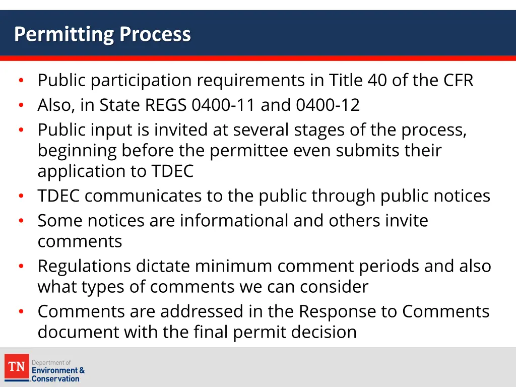 permitting process