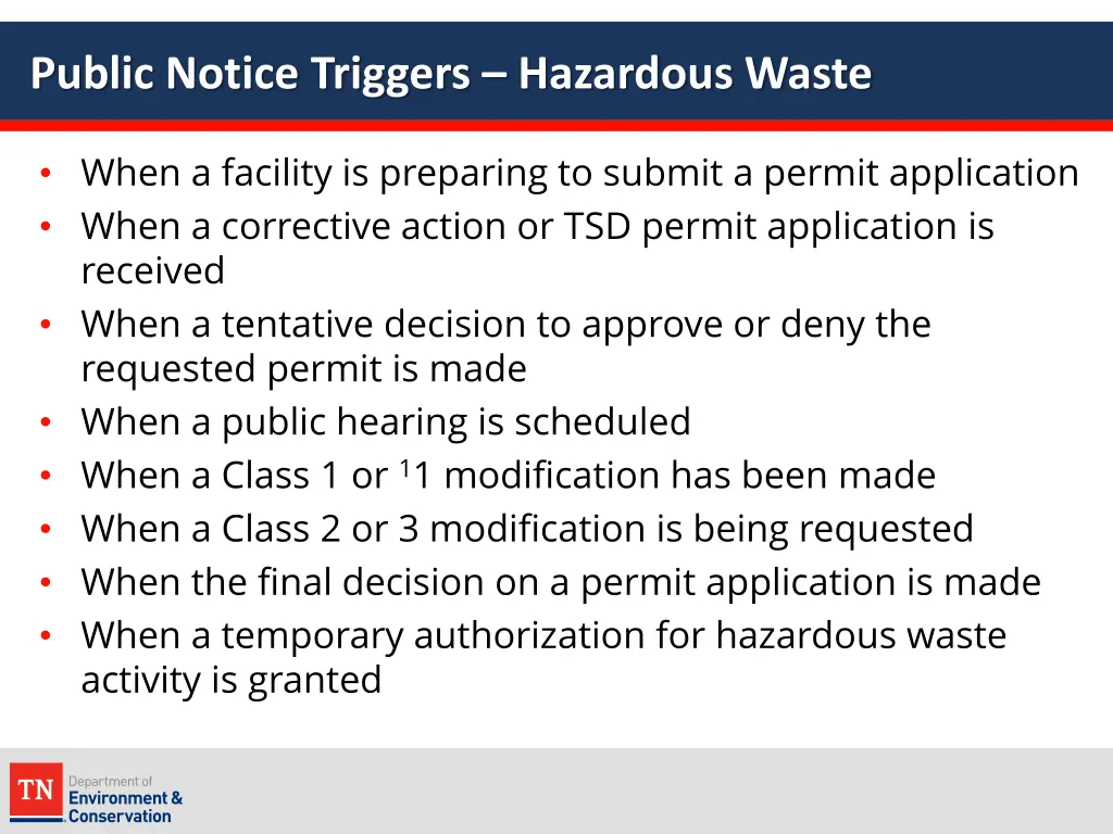 public notice triggers hazardous waste