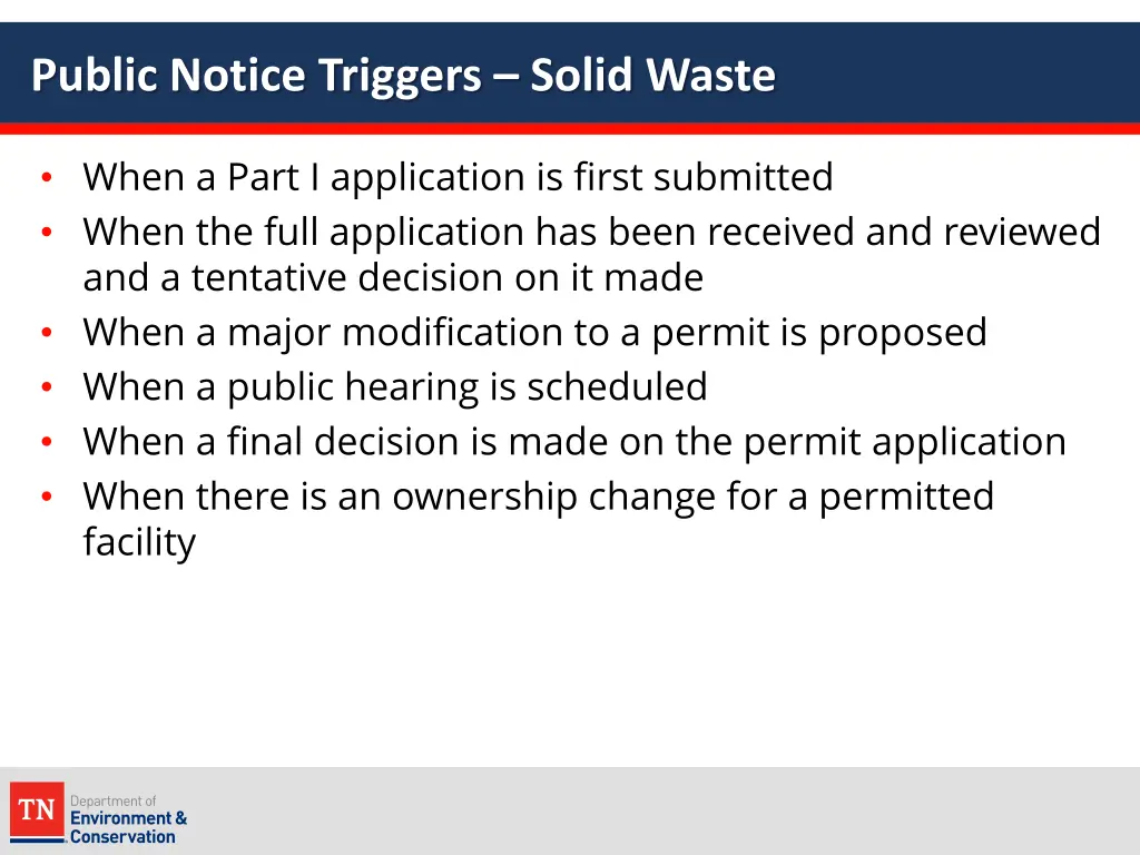 public notice triggers solid waste