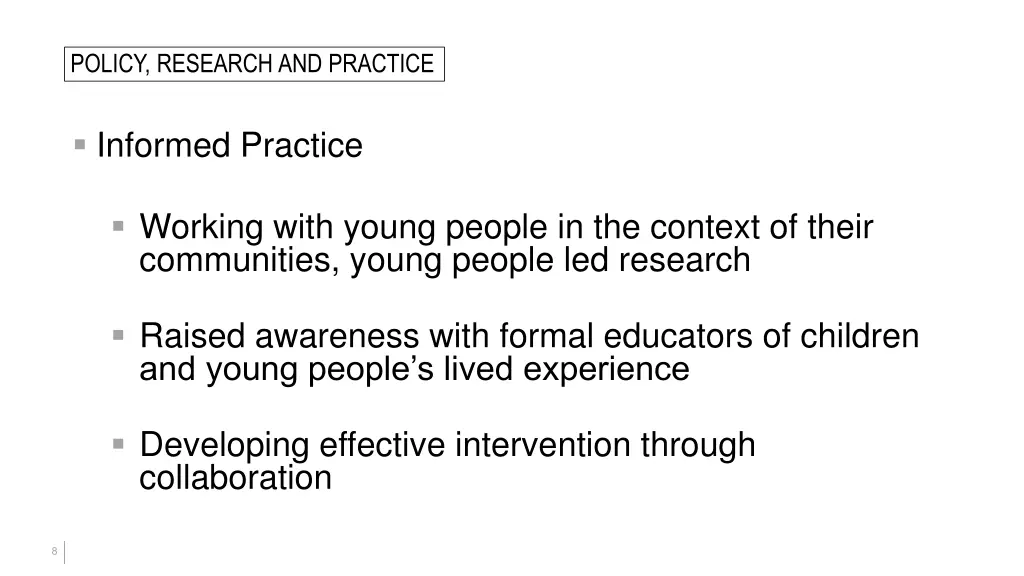 policy research and practice