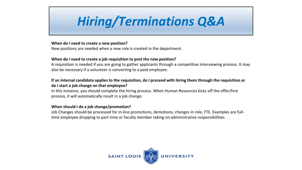 hiring terminations q a