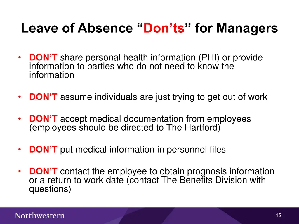 leave of absence don ts for managers