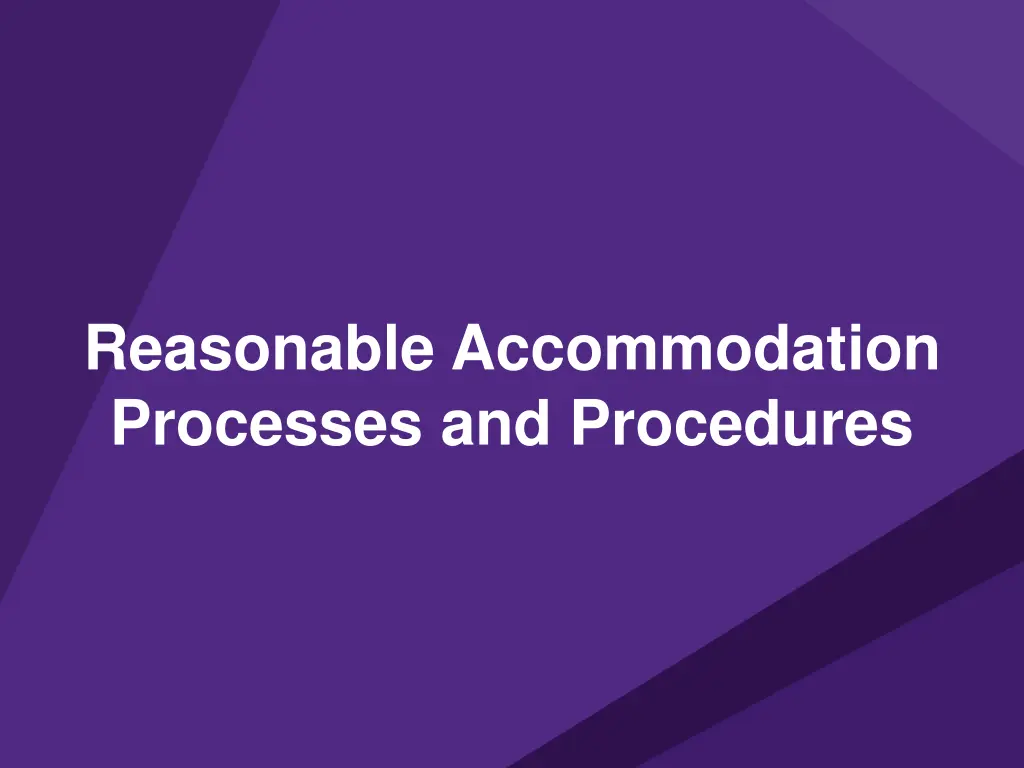 reasonable accommodation processes and procedures