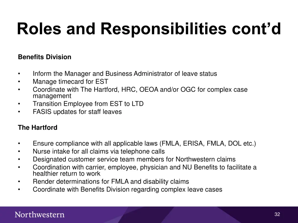 roles and responsibilities cont d