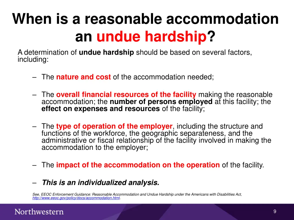 when is a reasonable accommodation an undue