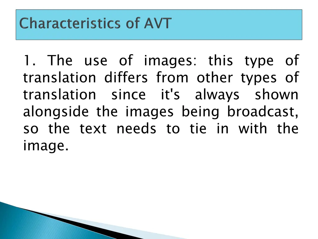 1 the use of images this type of translation
