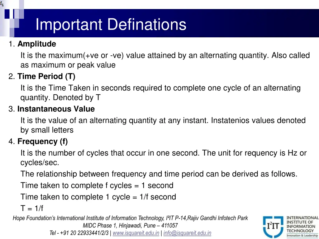 important definations