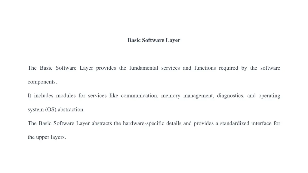 basic software layer