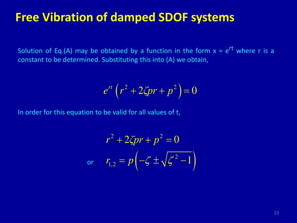 free vibration of damped sdof systems 1