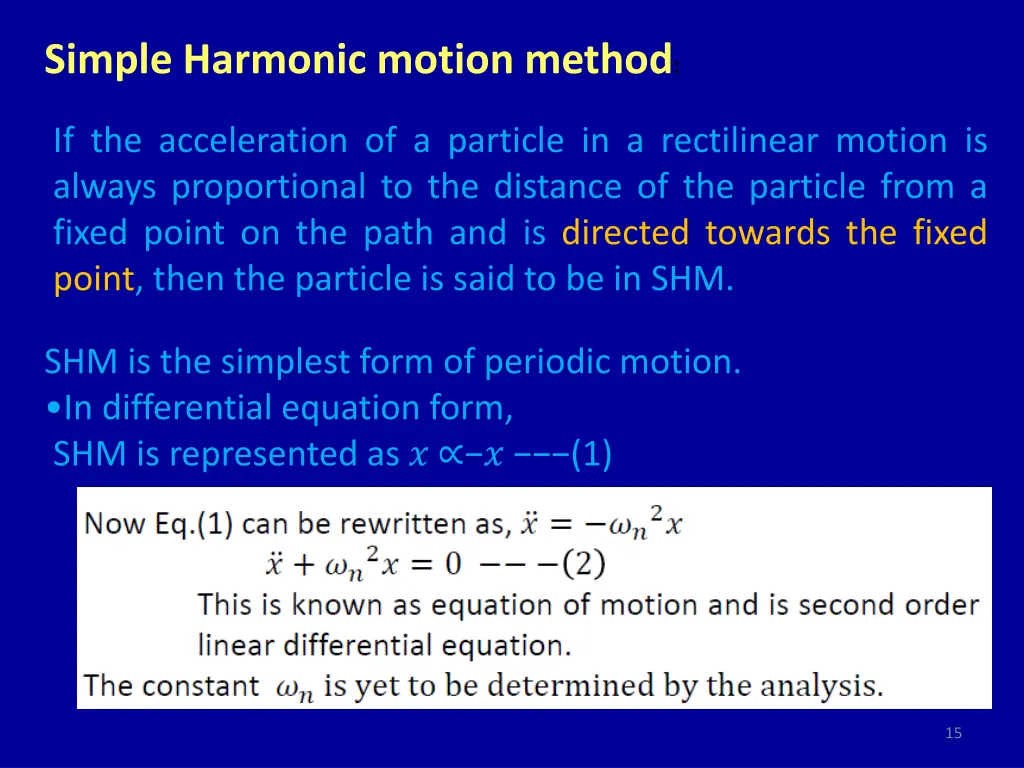 simple harmonic motion method