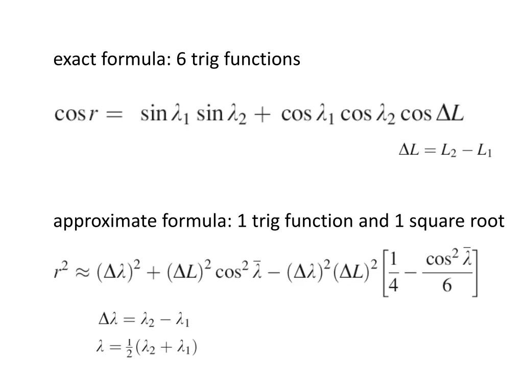 exact formula 6 trig functions