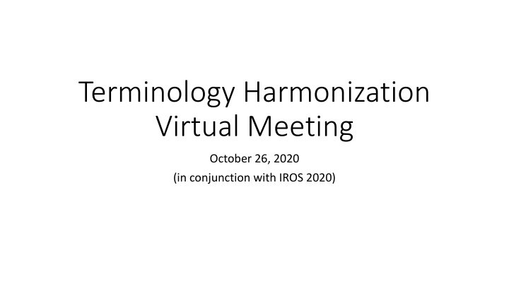 terminology harmonization virtual meeting