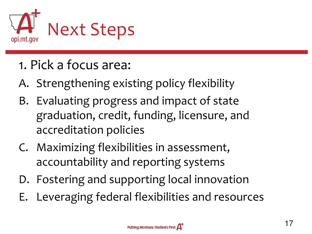 next steps