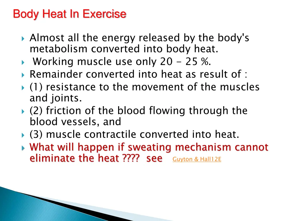 body heat in exercise