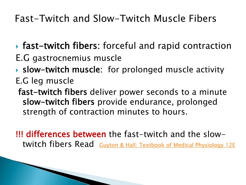 fast twitch and slow twitch muscle fibers