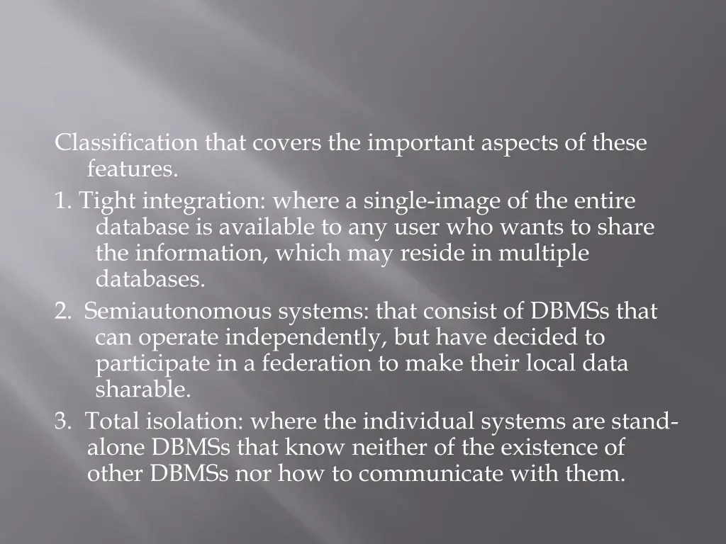 classification that covers the important aspects