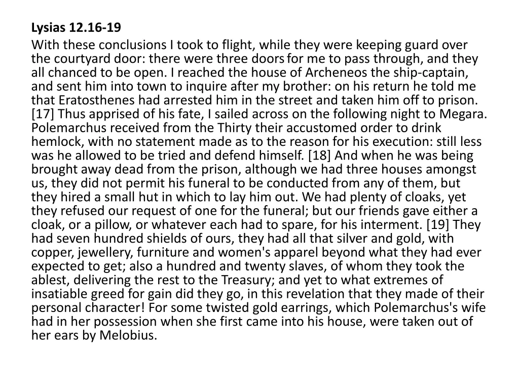 lysias 12 16 19 with these conclusions i took