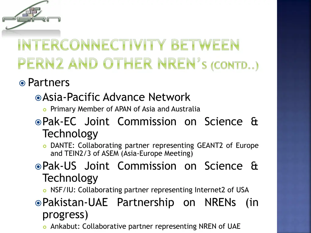 interconnectivity between pern2 and other nren