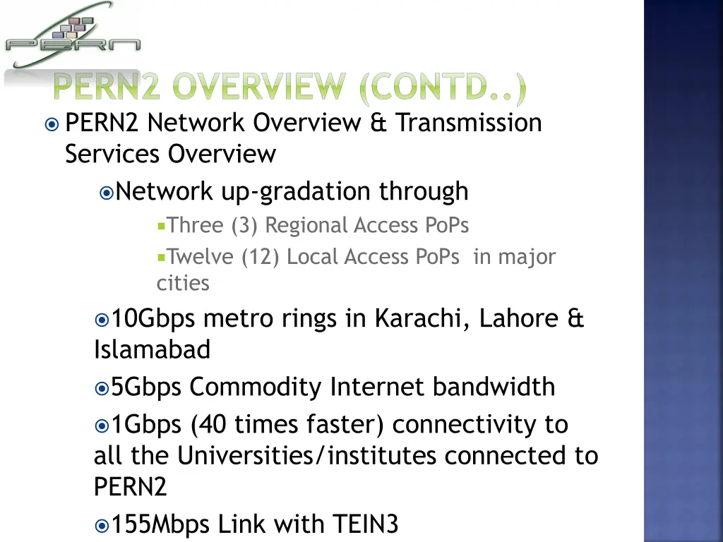 pern2 overview contd pern2 network overview