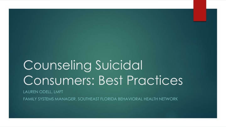 counseling suicidal consumers best practices