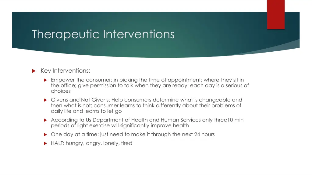 therapeutic interventions