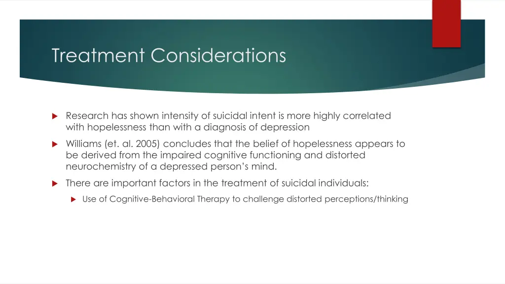 treatment considerations
