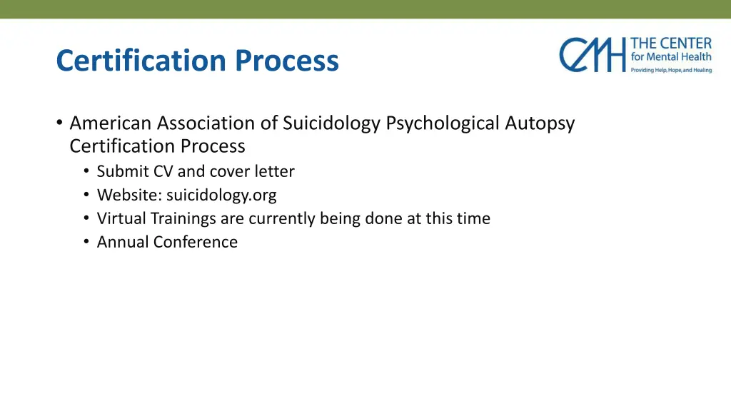 certification process