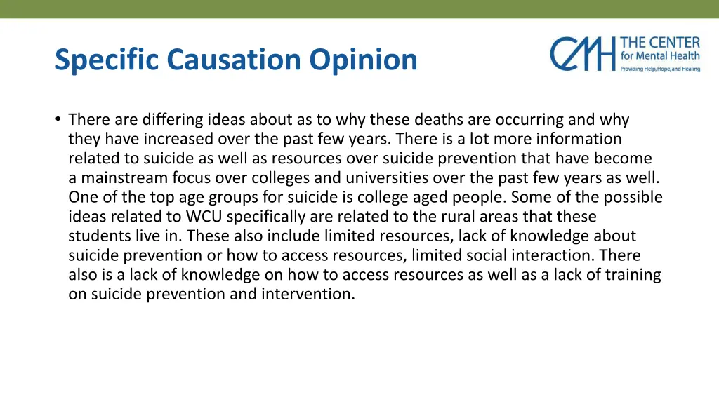 specific causation opinion