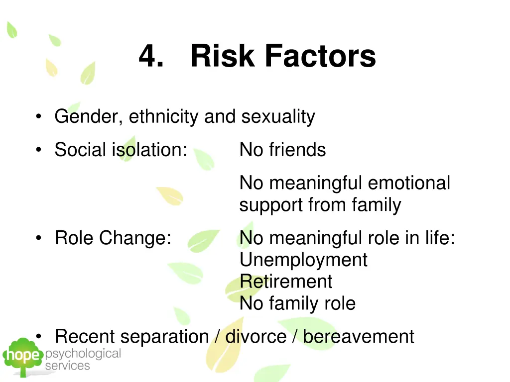 4 risk factors