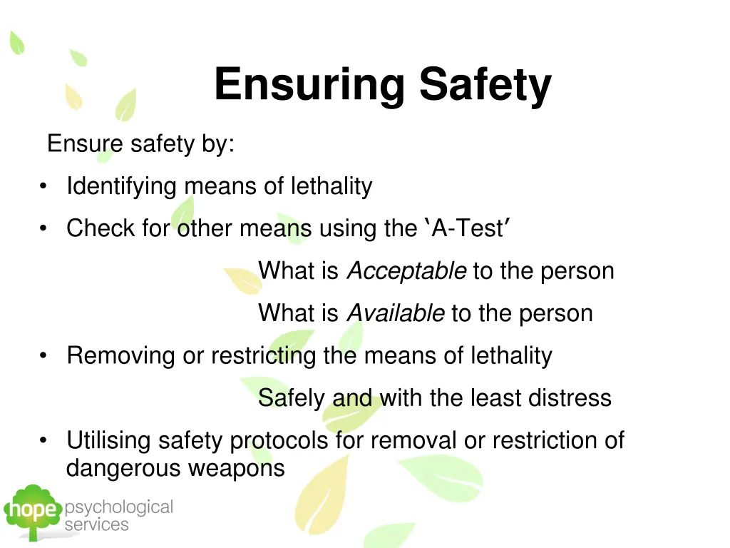 ensuring safety