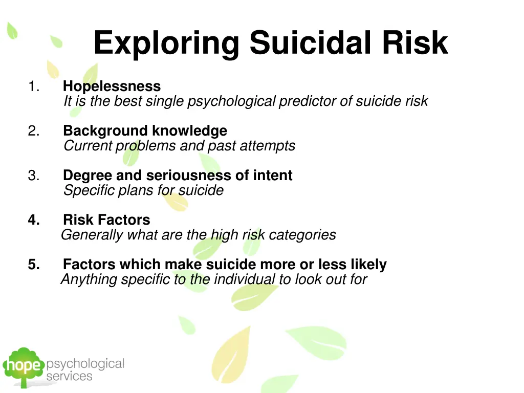 exploring suicidal risk