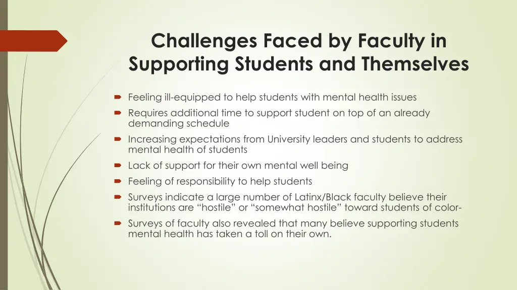 challenges faced by faculty in supporting