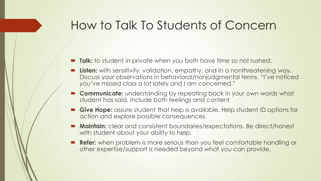 how to talk to students of concern