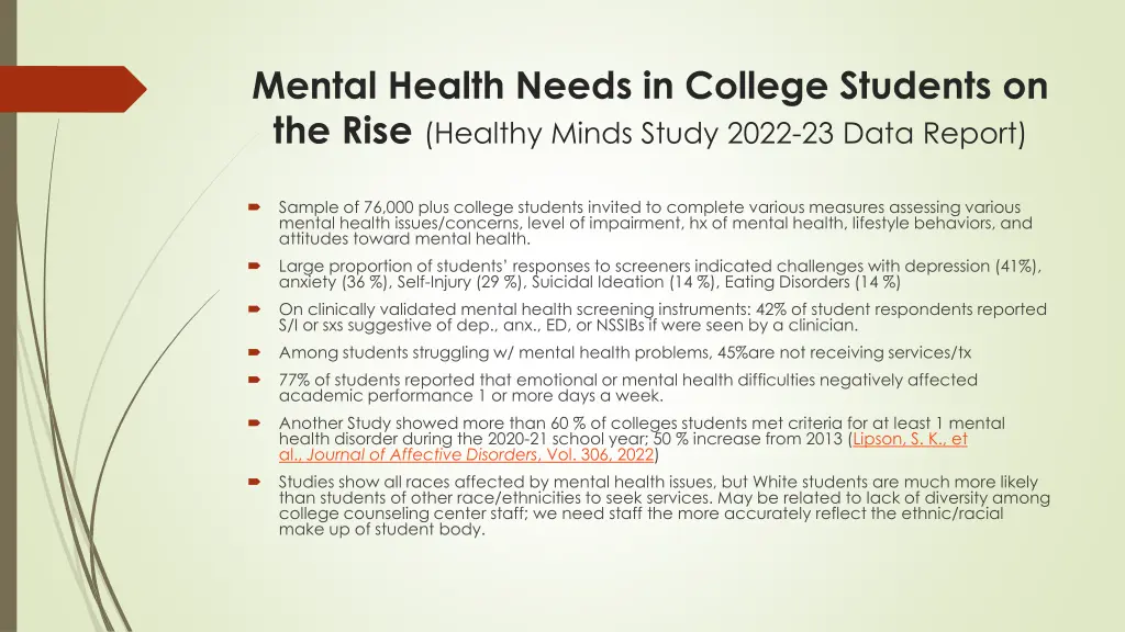 mental health needs in college students