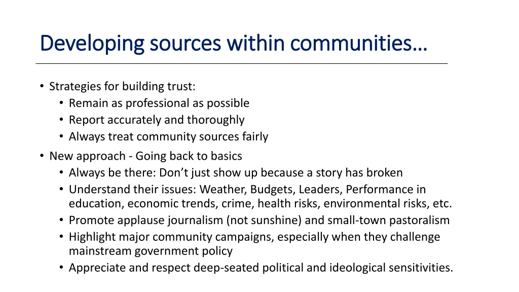 developing sources within communities developing