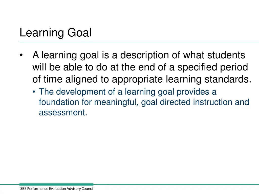learning goal