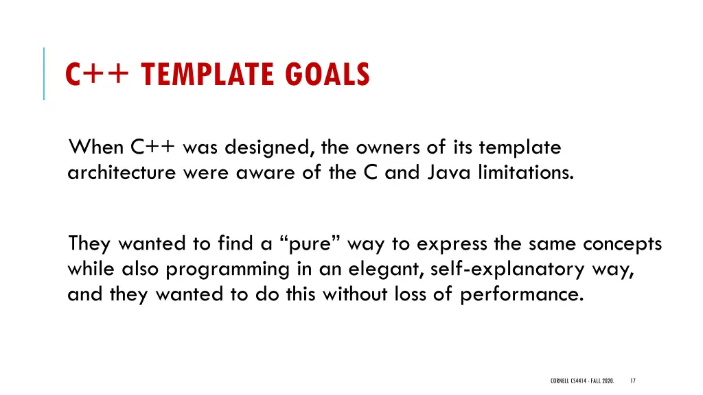 c template goals