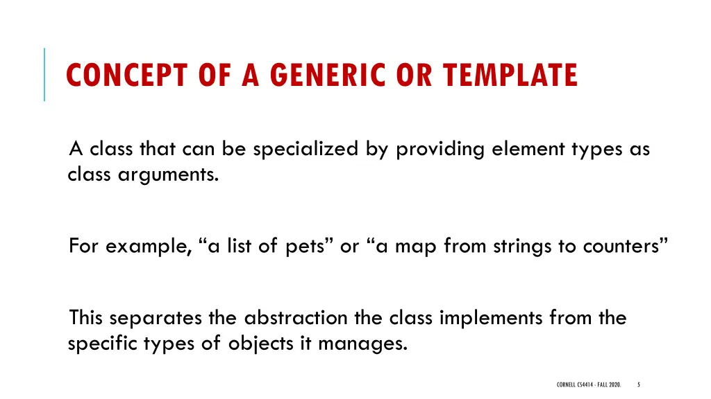 concept of a generic or template