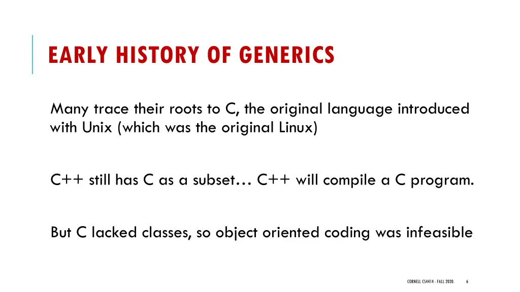 early history of generics
