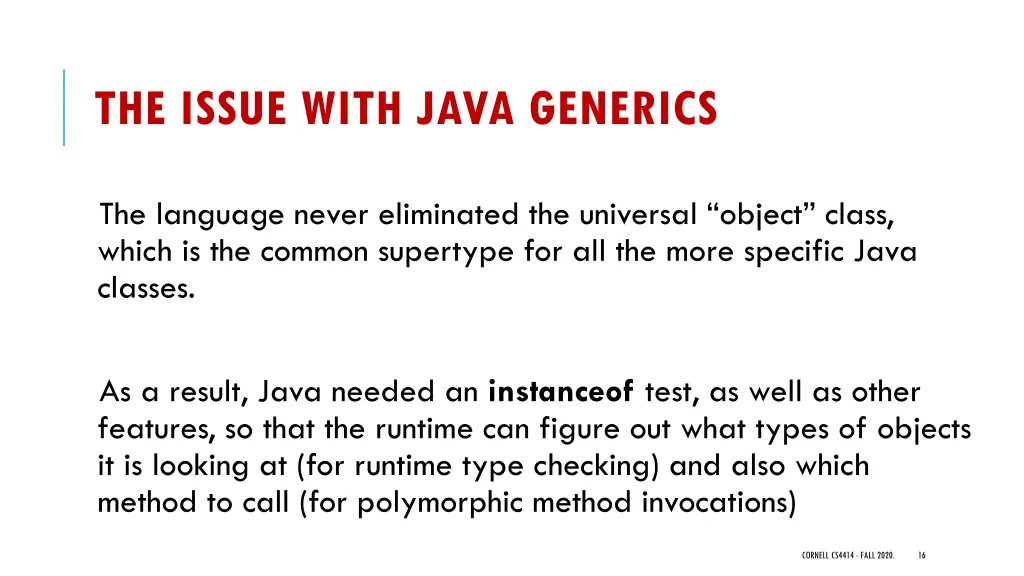 the issue with java generics