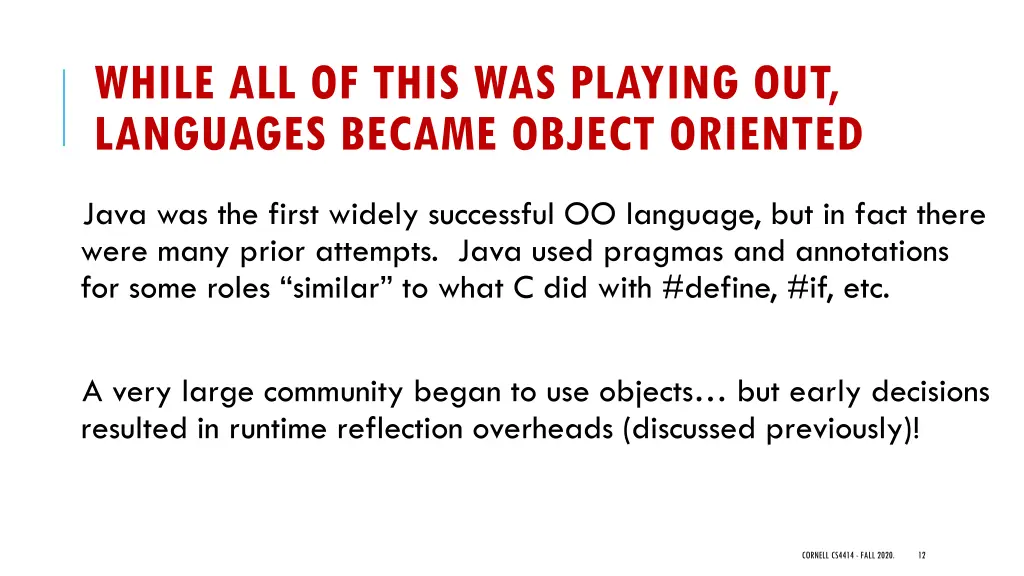while all of this was playing out languages