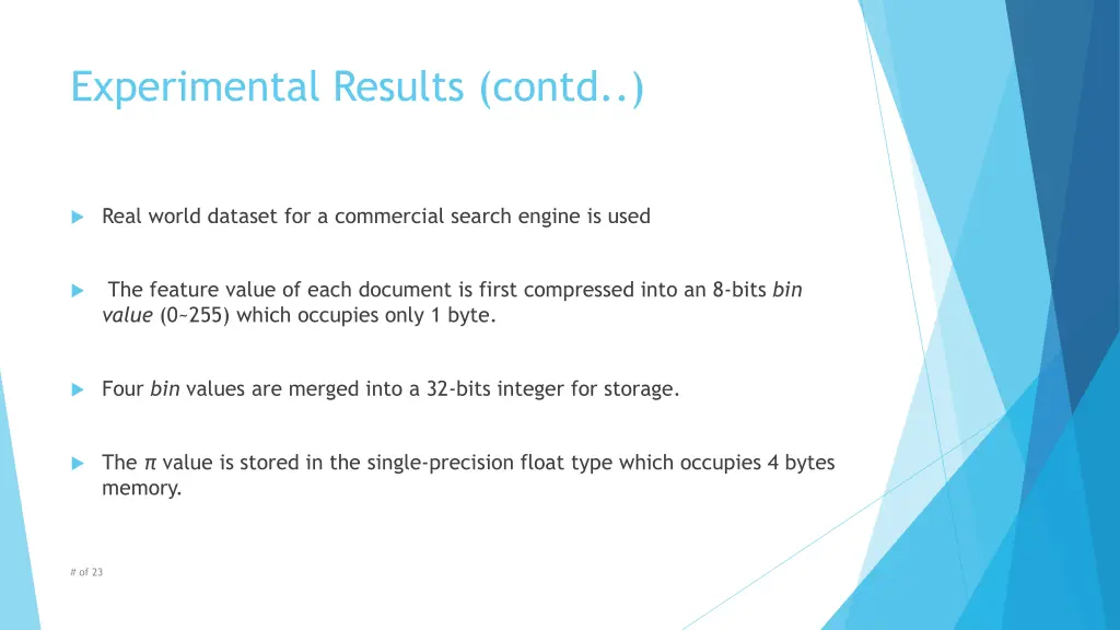 experimental results contd