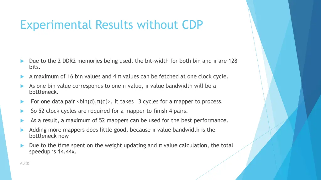 experimental results without cdp